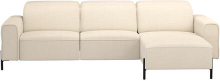 20% korting - Leen Bakker - Hoekbank Dave Rechts - Elektrisch Verstelbaar - Stof - Crème - 172x275x79 Cm