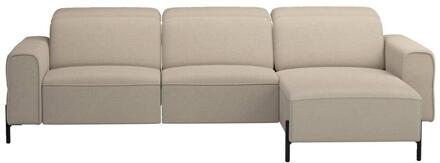 20% korting - Leen Bakker - Hoekbank Dave Rechts - Elektrisch Verstelbaar - Stof - Taupe - 172x275x79 Cm