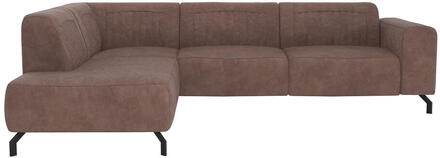 20% korting - Leen Bakker - Hoekbank Otis Links - Koffie - Microleer - Bruin - 210x276x77 Cm