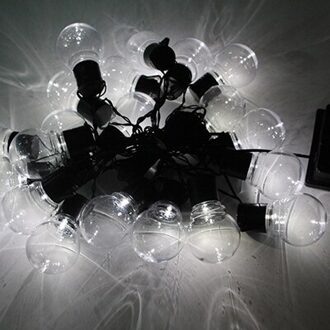 20 Led Outdoor Solar Lampen Led Globe Ball String Fairy Light Solar Light Kerst Guirlande Waterdichte Tuin Straat Decor Licht doorzichtig wit
