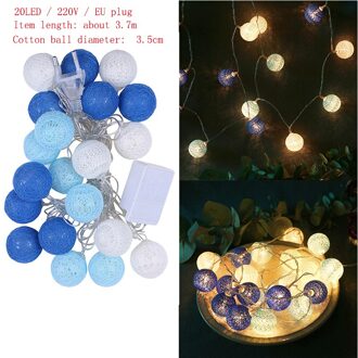 20 Leds Katoenen Bal String Lights Outdoor Decoratie Fairy Lights Valentine Guirlande Kerst Globe Verlichting A blauw
