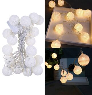 20 Leds Katoenen Bal String Lights Voor Outdoor Kerst Decoratie Bruiloft Guirlande Kerst Globe Verlichting Keten Beige