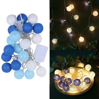 20 Leds Katoenen Bal String Lights Voor Outdoor Kerst Decoratie Bruiloft Guirlande Kerst Globe Verlichting Keten blauw