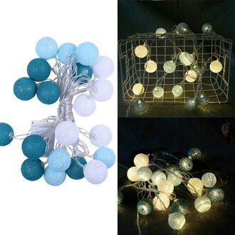 20 Leds Katoenen Bal String Lights Voor Outdoor Kerst Decoratie Bruiloft Guirlande Kerst Globe Verlichting Keten licht blauw