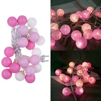 20 Leds Katoenen Bal String Lights Voor Outdoor Kerst Decoratie Bruiloft Guirlande Kerst Globe Verlichting Keten roze