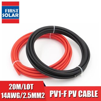 20 M/partij PV1-F 2.5mm2 Pv Solar Connector Kabel 14AWG Zwart Of Rood Tuv Goedkeuring Power Kabel Pv/MC3 Wy
