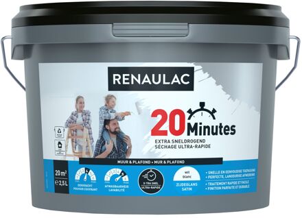 20 Minutes Muurverf - Zijdeglans - Wit - 2,5l