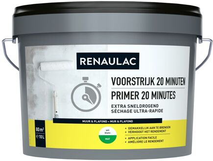 20 Minutes Primer - Muur En Plafond - Wit - 10l