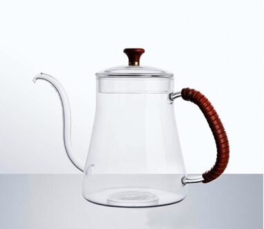 20 Oz/600 Ml Dik Glas Thee Koffie Waterkoker Theepot, zwanenhals Dunne Uitloop Voor Giet Over Koffie Pot,Teabloom Kookplaat & Magnetron Veilig Glass handvat