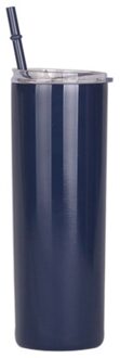 20 Oz Mok Met Deksel & Stro Wijn Cups Rvs Tumbler Geïsoleerde Thermos Cup Reizen Koffie Mok Bier Mok donker blauw