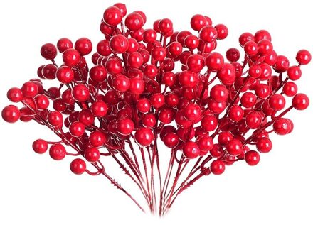 20 Pack 8Inch Kunstmatige Kerst Rode Bessen Stengels Voor Kerstboom Ornamenten, Diy Xmas Krans, En Home Decor