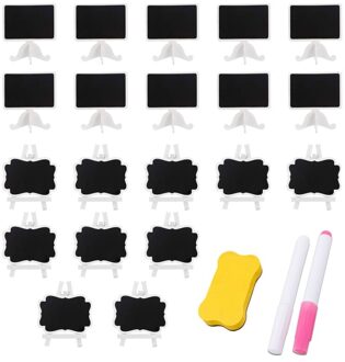 20 Pack Houten Wit Framed Krijtbord Etiketten Met Ezel Stand Minibord Blackboard Voor Voedsel Kaarten Voor Bruiloft