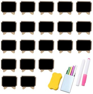 20 Pack Houten Wit Framed Krijtbord Etiketten Met Ezel Stand Minibord XX9A 3