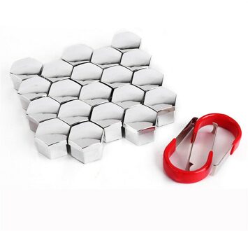 20 pcs 19mm Auto Wiel Moer Bout Hoofd Cover Cap Buitenkant Decoratie Beschermen Beschermende Bolt Caps Chroom Zilver + removal Tool