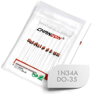 (20 Pcs) 1N34A 1N34 Germanium Diode 50mA 65V DO-35 (DO-204AH) IN34A IN34 Axial GE for TV FM AM Radio Detection