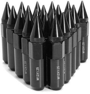 20 Pcs Aluminium M12X1.25 Auto Wielen Velgen Wielmoeren w/Spiked 60mm Uitgebreide Tuner Blauw/Rood/ zwart