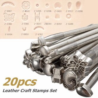 20 Pcs Diy Legering Metal Leather Working Saddle Maken Gereedschap Set Carving Leather Craft Postzegels Set Leathercraft Staming Solide Metalen