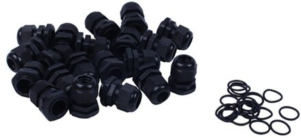 20 Pcs M20 Zwart Plastic 6-12Mm Dia Waterdichte Wartels Connector