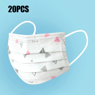 20 Pcs Mask Adult Thickened Mask Disposable Print Face Mask Industrial 3ply Ear Loop Female Outdoor Riding Masks