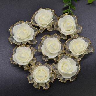 20 Pcs Mini 3 Cm Wit Beige Pe Foam Zijde Rose Kunstmatige Bloem Boeket Rose Voor Bruiloft Bloem Decoratie Party levert Bloem