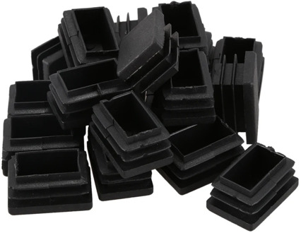 20 pcs Plastic Rectangular End Cap 30mm x 20mm Threaded Pipe Tube Insert Rubber feet
