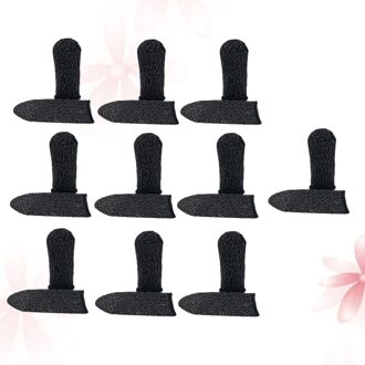 20 Pcs Praktische Vinger Mouw Screen Touch Ademend Spel Vinger Cover Elastische Vingercondoom Anti-Zweet Duim Vingers Protec zwart 1