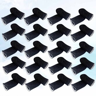 20 Pcs Praktische Vinger Mouw Screen Touch Ademend Spel Vinger Cover Elastische Vingercondoom Anti-Zweet Duim Vingers Protec zwart