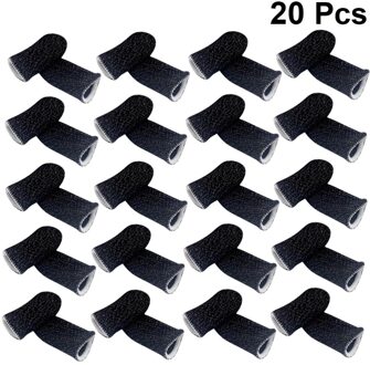 20 Pcs Praktische Vinger Mouw Screen Touch Ademend Spel Vinger Cover Elastische Vingercondoom Anti-Zweet Duim Vingers Protec zwart