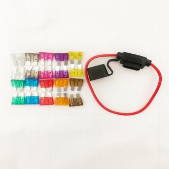 20 Pcs Zekeringen Auto Motorfiets Standaard Blade Zekering Met 14 Awg Zekeringhouder