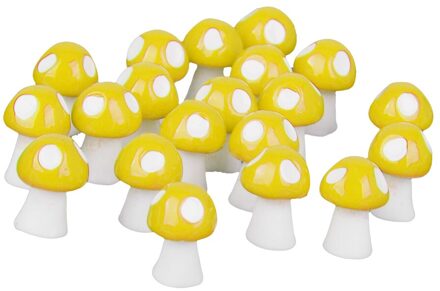 20 Pieces Miniatuur Bonsai Diy Hars Ambachten Terrarium Beeldje Fee Tuin Ornament-Paddestoel Decor geel