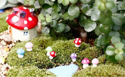 20 Pieces Miniatuur Bonsai Diy Hars Ambachten Terrarium Beeldje Fee Tuin Ornament-Paddestoel Decor rood