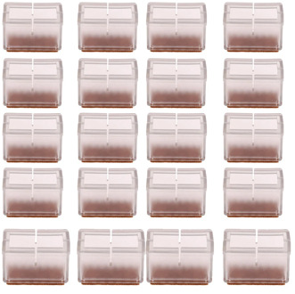 20 Pieces Rectangle Chair Leg Caps Furniture Feet Protectors Clear Silicone Floor Protectors Fit Length 34-42mm,Width 16-21mm