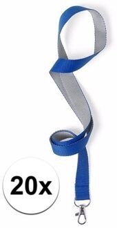 20 polyester keycords blauw/grijs 50x2 cm