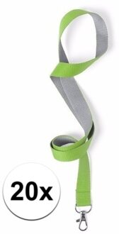 20 polyester keycords groen/grijs 50x2 cm