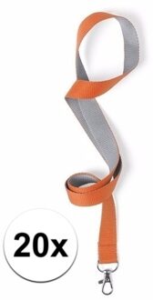 20 polyester keycords oranje/grijs 50x2 cm