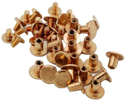 20 Sets 6mm Alloy Rivets Binding Spike Fasteners for Bracelets Bookbinding DIY roos goud
