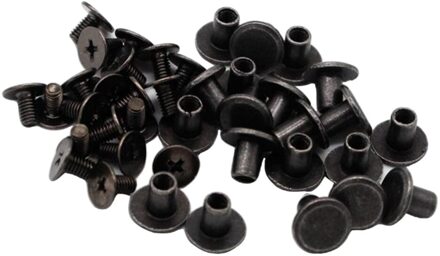 20 Sets 6mm Alloy Rivets Binding Spike Fasteners for Bracelets Bookbinding DIY zwart