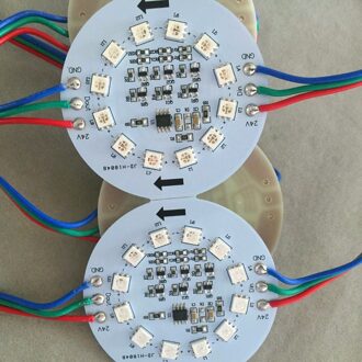 20 stks DC24V niet-waterdichte WS2811 pixel module, 2.88 W; 67mm diameter; 12 stks 5050 rgb leds, adresseerbare; 15 cm draad lengte