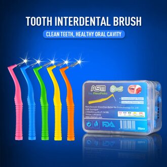 20 stks/doos Dental Orthodontische 7 Vorm Interdentale Borstels Vormen Tussen Tanden-Bretels Tandenborstel Oral Care Tooth cleaning Tools blauw