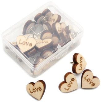 20 Stks/doos Kaart Punaises Hartvorm Hout Push Pins Hotos Houten Pin Board Kurk Kantoor Schoolbenodigdheden Diy Muur Duim tack