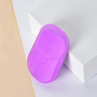 20 Stks/doos Wegwerp Mini Reizen Zeep Case Papier Wassen Hand Bad Schoonmaken Draagbare Boxed Schuimende Zeep Papier Geurende Lakens paars