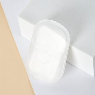 20 Stks/doos Wegwerp Mini Reizen Zeep Case Papier Wassen Hand Bad Schoonmaken Draagbare Boxed Schuimende Zeep Papier Geurende Lakens wit