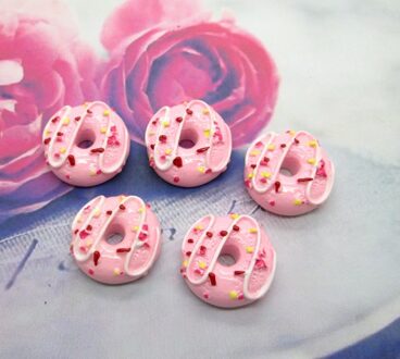 20 stks Hars Roze Donut Ambachten Plaksteen Cabochon Scrapbooking Decoraties Fit Hair Clips Embellishments Kralen Diy