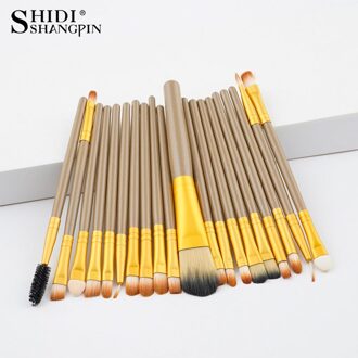 20 stks make-up borstels set foundation oogschaduw blending eyeliner wimper make-up borstels professionele maquiagem borstel gereedschap 20stk-goud Brushes