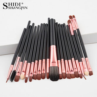 20 stks make-up borstels set foundation oogschaduw blending eyeliner wimper make-up borstels professionele maquiagem borstel gereedschap 20stk-zwart Brushes