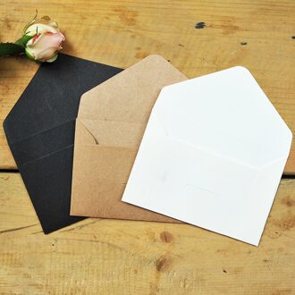 20 Stks/pak 10.5*6.7Cm Kraft Zwart Papier Envelop Bericht Kaart Brief Stationaire Opslag Papier bruin
