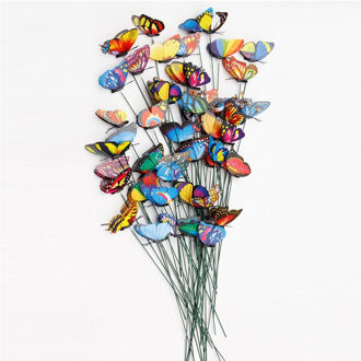 20 Stks/pak 3D Kleurrijke Vlinder Decoratieve Op Stokken Home Yard Gazon Bloempot Plant Decoratie Tuin Ornament Diy Gazon Craft