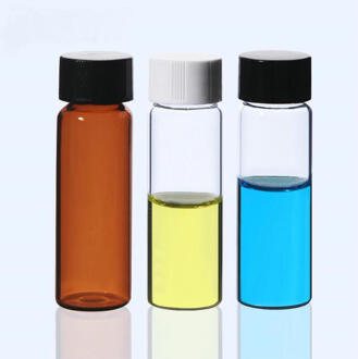 20 Stks/pak 3Ml 5Ml 10Ml 15Ml 30Ml 40Ml 50Ml (Clear/Bruin) glas Afdichting Fles Reagens Sample Flesjes Met Plastic Deksel Schroefdop