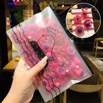 20 Stks/pak Knoop Rubber Band Rope Paardenstaart Houder Bloemen Elastische Scrunchies Snoep Ringen Tie Gum Meisjes Partij Haar Accessoires roos Rood