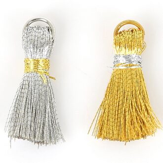20 stks/partij (20mm + 5mm) goud/zilver kleur zijde mini kwasten charms borstel oorbellen voor sleutelhanger mobiel bandjes vrouwen sieraden diy gemengd